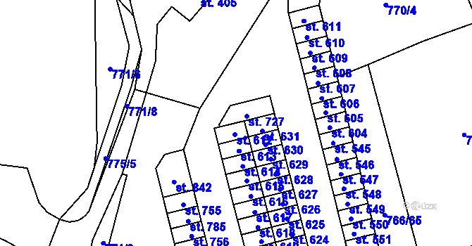 Parcela st. 727 v KÚ Častolovice, Katastrální mapa