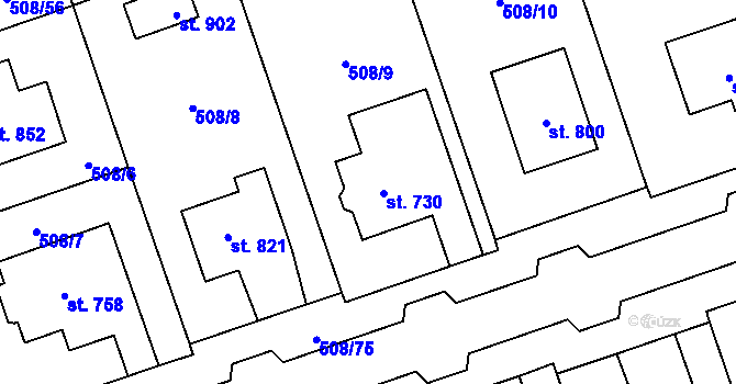 Parcela st. 730 v KÚ Častolovice, Katastrální mapa