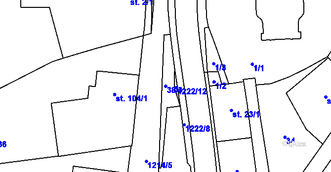 Parcela st. 38/3 v KÚ Častolovice, Katastrální mapa