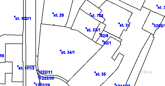 Parcela st. 52/5 v KÚ Častolovice, Katastrální mapa