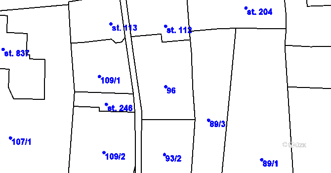 Parcela st. 96 v KÚ Častolovice, Katastrální mapa