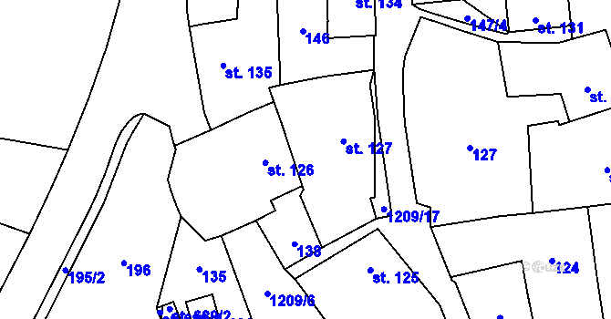 Parcela st. 139 v KÚ Častolovice, Katastrální mapa