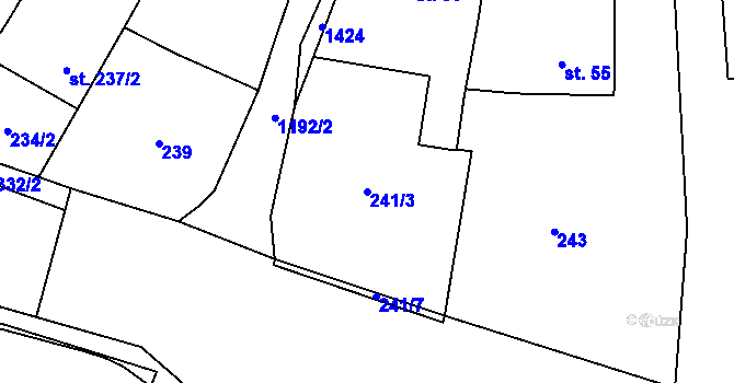 Parcela st. 241/3 v KÚ Častolovice, Katastrální mapa