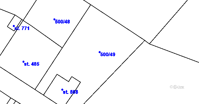 Parcela st. 500/49 v KÚ Častolovice, Katastrální mapa