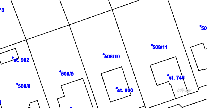 Parcela st. 508/10 v KÚ Častolovice, Katastrální mapa