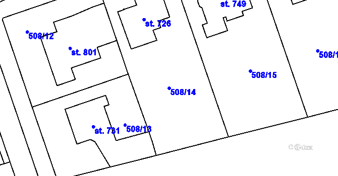 Parcela st. 508/14 v KÚ Častolovice, Katastrální mapa