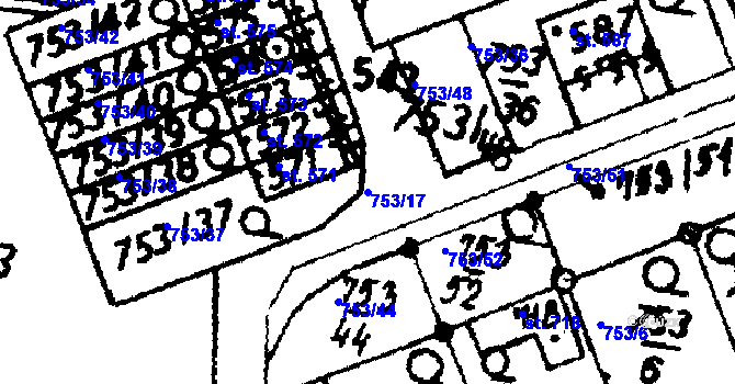 Parcela st. 753/17 v KÚ Častolovice, Katastrální mapa