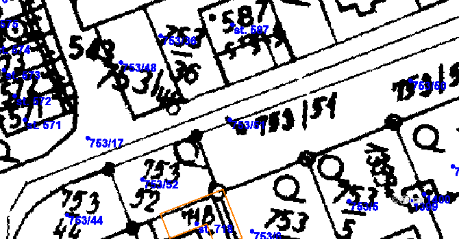 Parcela st. 753/51 v KÚ Častolovice, Katastrální mapa