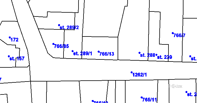 Parcela st. 766/13 v KÚ Častolovice, Katastrální mapa