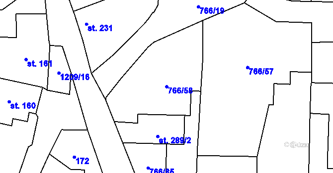 Parcela st. 766/58 v KÚ Častolovice, Katastrální mapa