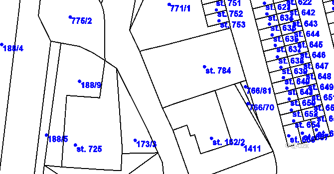 Parcela st. 766/69 v KÚ Častolovice, Katastrální mapa
