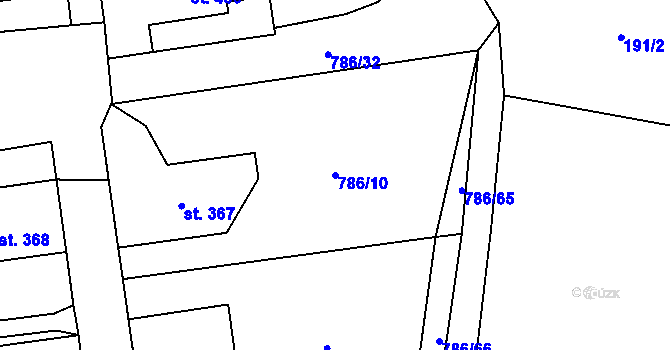 Parcela st. 786/10 v KÚ Častolovice, Katastrální mapa