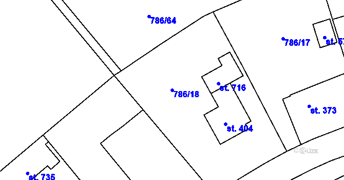 Parcela st. 786/18 v KÚ Častolovice, Katastrální mapa