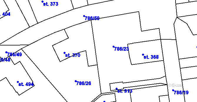 Parcela st. 786/23 v KÚ Častolovice, Katastrální mapa