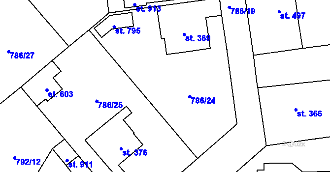 Parcela st. 786/24 v KÚ Častolovice, Katastrální mapa
