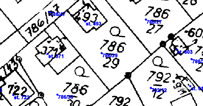 Parcela st. 786/29 v KÚ Častolovice, Katastrální mapa