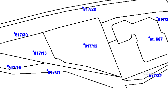 Parcela st. 817/12 v KÚ Častolovice, Katastrální mapa