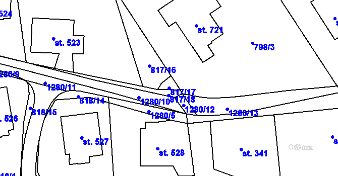 Parcela st. 817/17 v KÚ Častolovice, Katastrální mapa