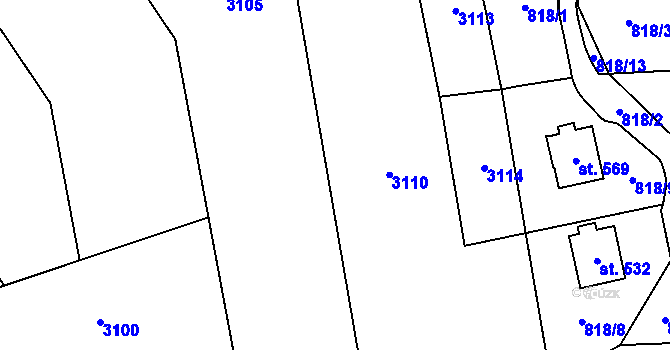 Parcela st. 819/1 v KÚ Častolovice, Katastrální mapa