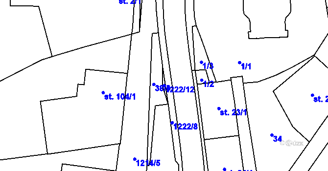 Parcela st. 1222/12 v KÚ Častolovice, Katastrální mapa