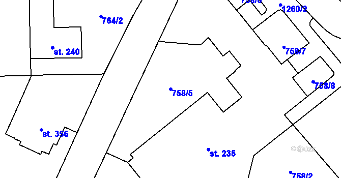 Parcela st. 758/5 v KÚ Častolovice, Katastrální mapa