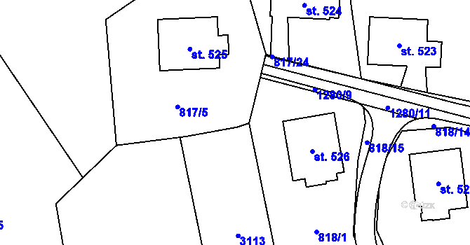 Parcela st. 819/11 v KÚ Častolovice, Katastrální mapa