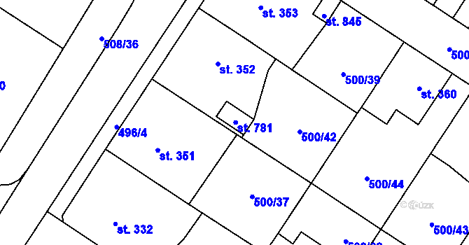 Parcela st. 781 v KÚ Častolovice, Katastrální mapa
