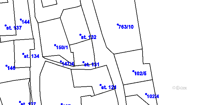 Parcela st. 102/3 v KÚ Častolovice, Katastrální mapa