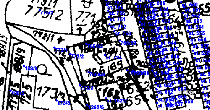 Parcela st. 784 v KÚ Častolovice, Katastrální mapa