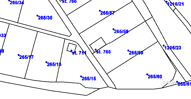 Parcela st. 765 v KÚ Častolovice, Katastrální mapa