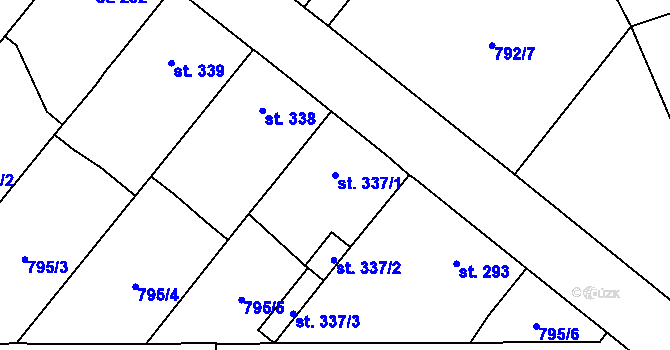 Parcela st. 337/1 v KÚ Častolovice, Katastrální mapa