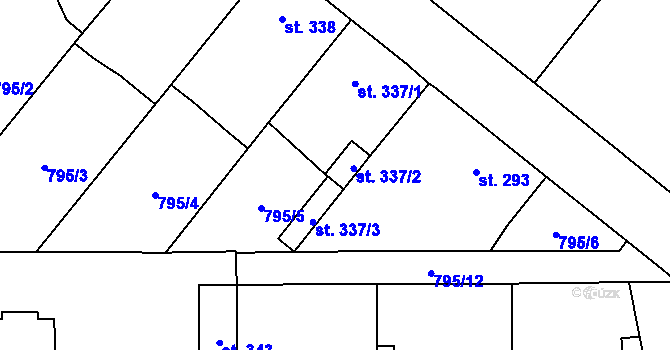 Parcela st. 337/2 v KÚ Častolovice, Katastrální mapa