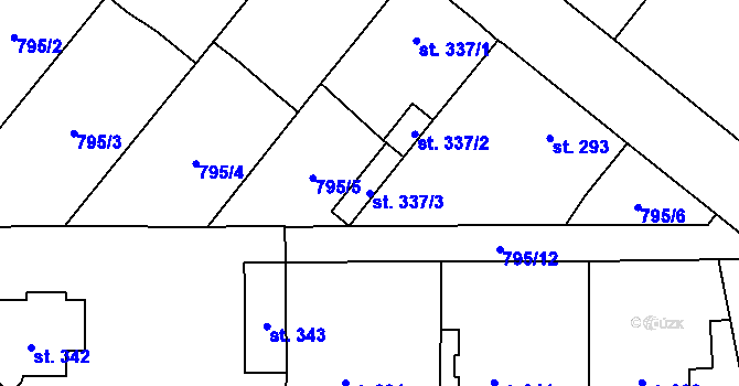 Parcela st. 337/3 v KÚ Častolovice, Katastrální mapa