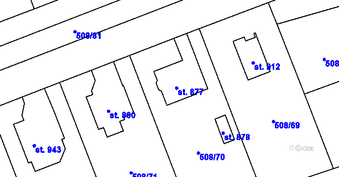 Parcela st. 877 v KÚ Častolovice, Katastrální mapa