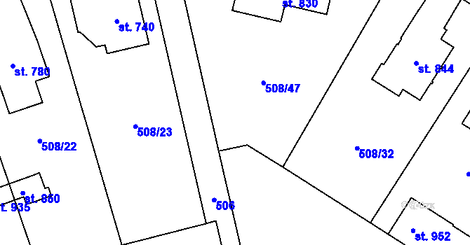 Parcela st. 508/31 v KÚ Častolovice, Katastrální mapa