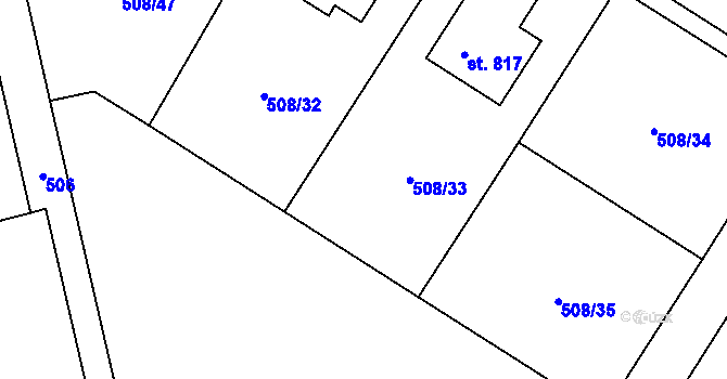 Parcela st. 508/33 v KÚ Častolovice, Katastrální mapa