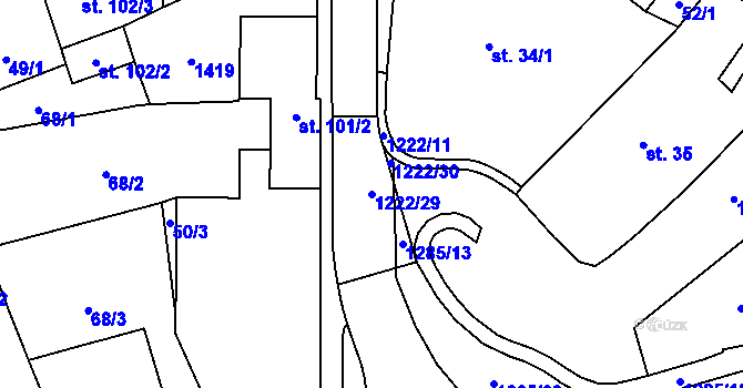 Parcela st. 1222/29 v KÚ Častolovice, Katastrální mapa