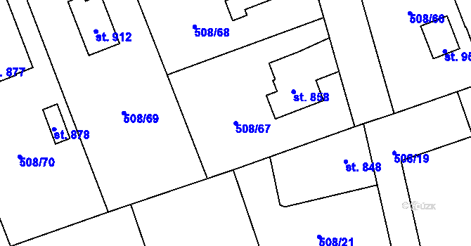 Parcela st. 508/67 v KÚ Častolovice, Katastrální mapa