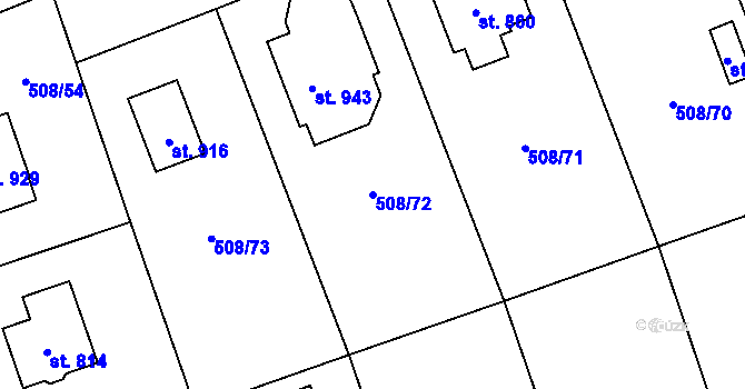 Parcela st. 508/72 v KÚ Častolovice, Katastrální mapa