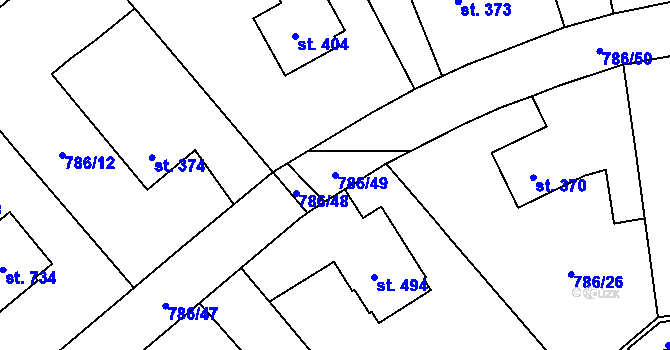 Parcela st. 786/49 v KÚ Častolovice, Katastrální mapa