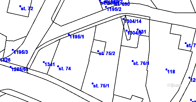Parcela st. 75/2 v KÚ Častolovice, Katastrální mapa
