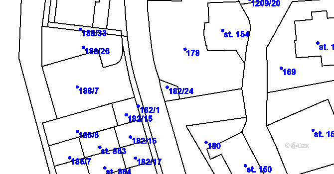 Parcela st. 182/24 v KÚ Častolovice, Katastrální mapa