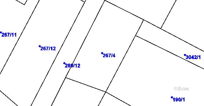 Parcela st. 267/4 v KÚ Hřibiny, Katastrální mapa