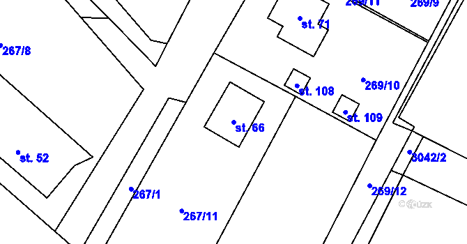 Parcela st. 66 v KÚ Hřibiny, Katastrální mapa