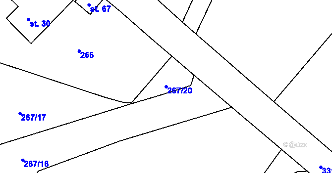 Parcela st. 267/20 v KÚ Hřibiny, Katastrální mapa