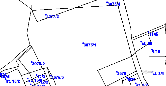 Parcela st. 3075/1 v KÚ Velká Ledská, Katastrální mapa