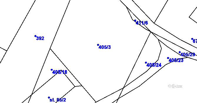 Parcela st. 405/14 v KÚ Velká Ledská, Katastrální mapa