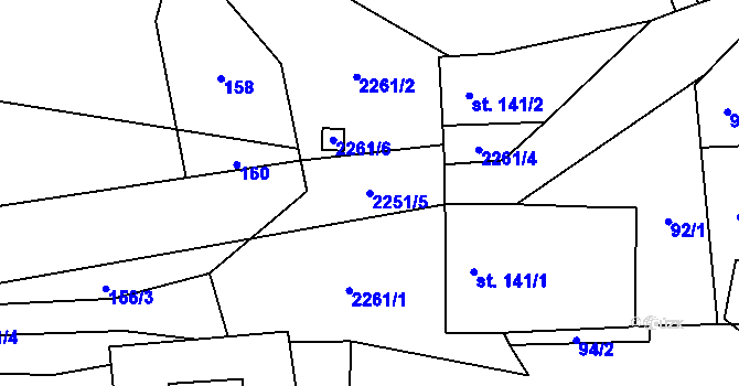 Parcela st. 2251/5 v KÚ Častonín, Katastrální mapa