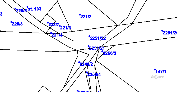 Parcela st. 2251/21 v KÚ Častonín, Katastrální mapa