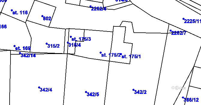 Parcela st. 175/2 v KÚ Sedliště u Častonína, Katastrální mapa